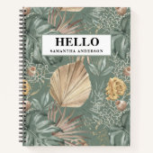 Tropische Waterverf Gold en groen lederen patroon Notitieboek (Voorkant)