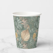 Tropische Waterverf Gold en groen lederen patroon Papieren Bekers (Achterkant)