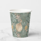 Tropische Waterverf Gold en groen lederen patroon Papieren Bekers (Voorkant)