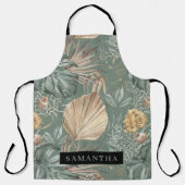 Tropische Waterverf Gold en groen lederen patroon Schort (Voorkant)