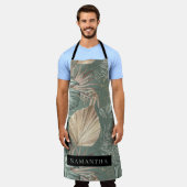 Tropische Waterverf Gold en groen lederen patroon Schort (Gedragen)