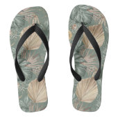 Tropische Waterverf Gold en groen lederen patroon Teenslippers (Voetbed)