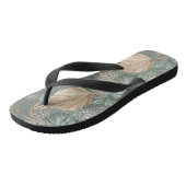 Tropische Waterverf Gold en groen lederen patroon Teenslippers (Schuin)