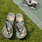 Tropische Waterverf Gold en groen lederen patroon Teenslippers