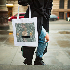 Tropische Waterverf Gold en groen lederen patroon Tote Bag