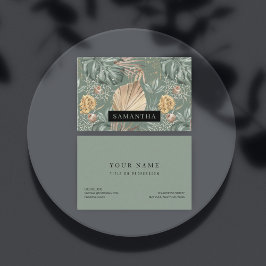 Tropische Waterverf Gold en groen lederen patroon Visitekaartje