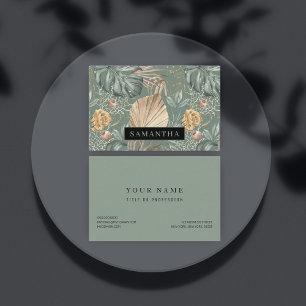 Tropische Waterverf Gold en groen lederen patroon Visitekaartje