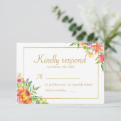 Tropische Waterverf Gold Lijst Wedding RSVP (Staand voorkant)
