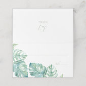 Tropische Waterverf Greenery Wedding Plaatskaartje (Buitenkant ongevouwen)