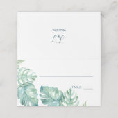 Tropische Waterverf Greenery Wedding Plaatskaartje (Buitenkant ongevouwen)
