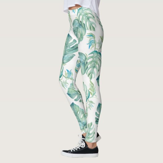 Tropische Waterverf Greenery Yoga Leggings (Links)
