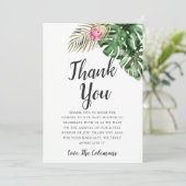 Tropische Waterverf groen Baby shower Bedankkaart (Staand voorkant)