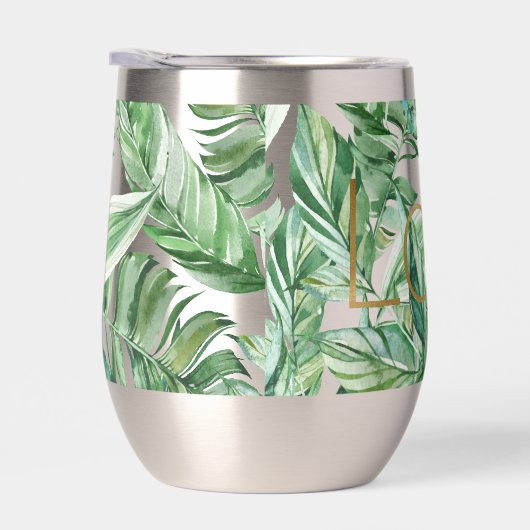 Tropische Waterverf Groen Bladeren Gouden Liefde ( (Rechts)