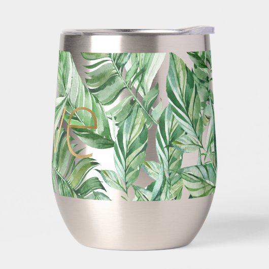 Tropische Waterverf Groen Bladeren Gouden Liefde ( (Links)