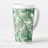 Tropische Waterverf Groen Bladeren Gouden Liefde ( Latte Mok (Rechterhoek)