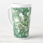 Tropische Waterverf Groen Bladeren Gouden Liefde ( Latte Mok (Linkerhoek)