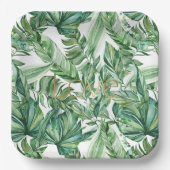 Tropische Waterverf Groen Bladeren Gouden Liefde ( Papieren Bordje (Voorkant)