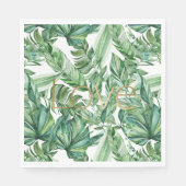 Tropische Waterverf Groen Bladeren Gouden Liefde ( Servet (Voorkant)