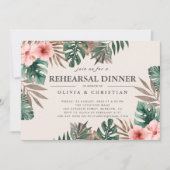 Tropische Waterverf Groen Bloemen Repetitie Diner Kaart (Voorkant)