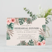 Tropische Waterverf Groen Bloemen Repetitie Diner Kaart (Staand voorkant)