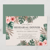 Tropische Waterverf Groen Bloemen Repetitie Diner Kaart (Voorkant / Achterkant)