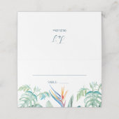 Tropische Waterverf groen bloemenbruiloft Plaatskaartje (Buitenkant ongevouwen)
