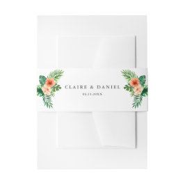 Tropische Waterverf groen bloemenbruiloft Uitnodigingen Wikkel