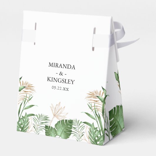Tropische Waterverf groen & gouden zomer bruiloft Bedankdoosjes (Achterkant)
