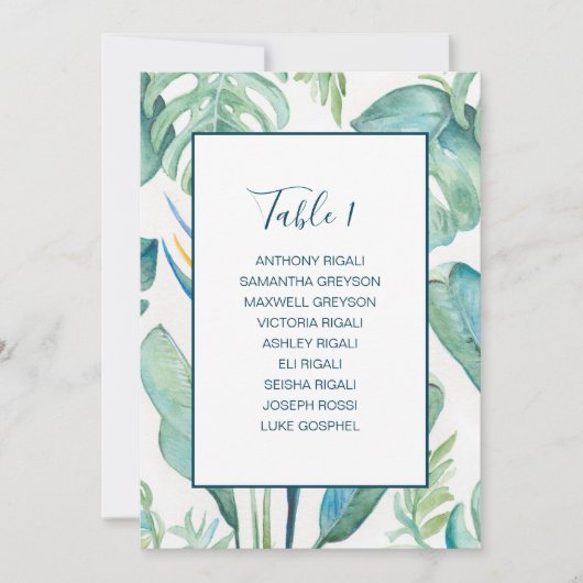 Tropische Waterverf groen zitplan Kaart (Voorkant)