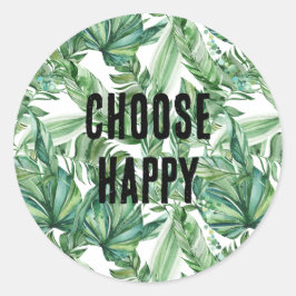 Tropische Waterverf Groene Bladeren Citaat Ronde Sticker