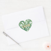 Tropische Waterverf Groene Bladeren Gouden Liefde Hart Sticker (Envelop)