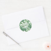 Tropische Waterverf Groene Bladeren Quote Ronde Sticker (Envelop)