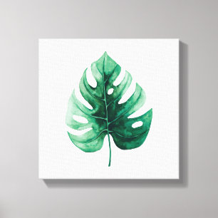 Tropische Waterverf Groene Monstera Illustratie Canvas Afdruk