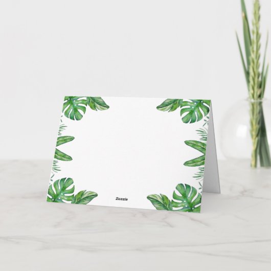 Tropische Waterverf Groene Monstera laat Lijst ach Bedankkaart (Achterkant)