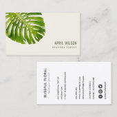 TROPISCHE WATERVERF GROENE MONSTERA LEAF FOLIAGE VISITEKAARTJE (Voorkant / Achterkant)