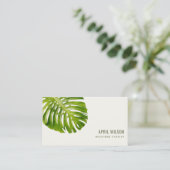 TROPISCHE WATERVERF GROENE MONSTERA LEAF FOLIAGE VISITEKAARTJE (Staand voorkant)