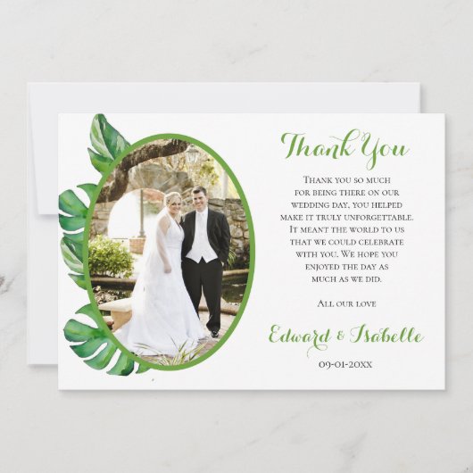 Tropische Waterverf Groene Monstera Vertrouwt Bedankkaart (Voorkant)