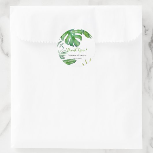 Tropische Waterverf Groene Monstera Vertrouwt Ronde Sticker (Tas)
