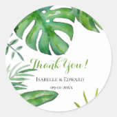 Tropische Waterverf Groene Monstera Vertrouwt Ronde Sticker (Voorkant)