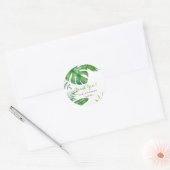 Tropische Waterverf Groene Monstera Vertrouwt Ronde Sticker (Envelop)