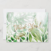 Tropische Waterverf Groene Palm Leaves Wedding Bedankkaart (Achterkant)