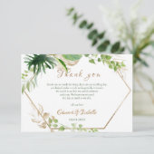 Tropische Waterverf Groene Palm Leaves Wedding Bedankkaart (Staand voorkant)