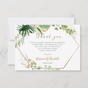 Tropische Waterverf Groene Palm Leaves Wedding Bedankkaart