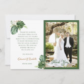 Tropische Waterverf Groene Palm Leaves Wedding Bedankkaart (Voorkant)