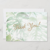 Tropische Waterverf Groene Palm Leaves Wedding Bedankkaart (Achterkant)