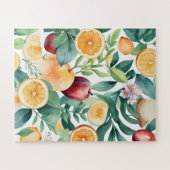 Tropische Waterverf Harmonie van vruchten en blade Legpuzzel (Horizontaal)
