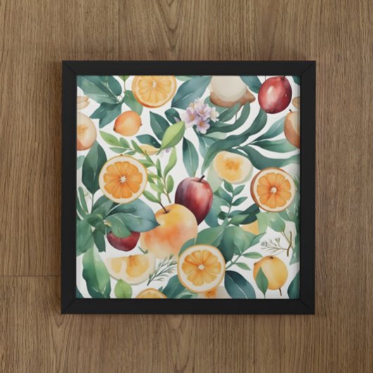 Tropische Waterverf Harmonie van vruchten en blade Poster