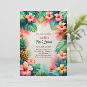 Tropische Waterverf Hawaiiaanse eerste Luau verjaa Kaart (Staand voorkant)