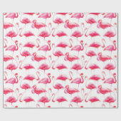 Tropische Waterverf Helder Roze Flamingo patroon Cadeaupapier (Vlak)