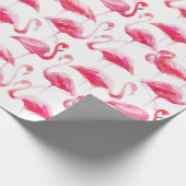 Tropische Waterverf Helder Roze Flamingo patroon Cadeaupapier (Hoek)